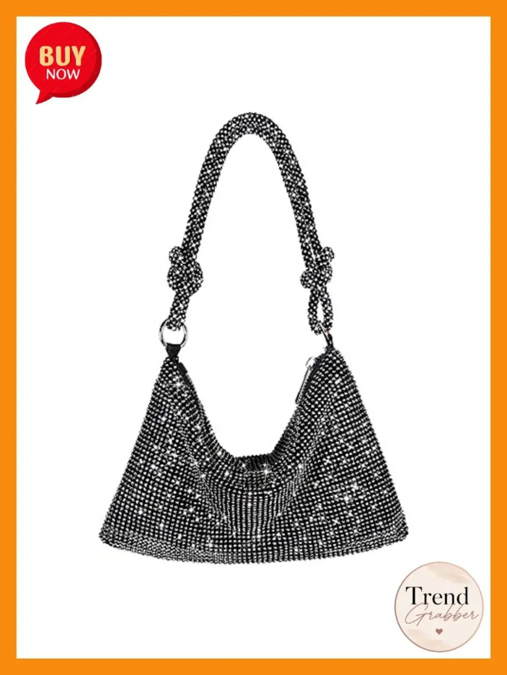 Sparkly Rhinestone Evening Bag Clutch Purse with Shoulder Strap